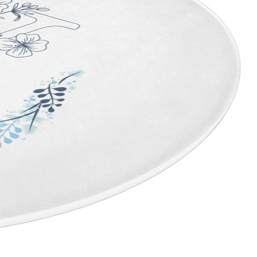 Initial "V" Blue Monogram Calm Floral Schneidebrett (Ecke)