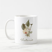 Initial V Boho Floral Orchid Greenery Individuelle Kaffeetasse (Links)