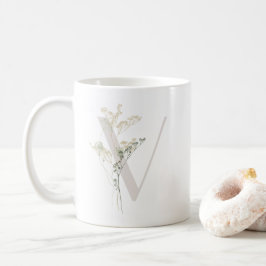 Initial V mit Blume in Weich-Farbe Kaffeemaschine Kaffeetasse