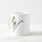 Initial V mit Vintagen Violas Kaffeetasse (Vorderseite Links)