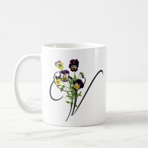 Initial V mit Vintagen Violas Kaffeetasse