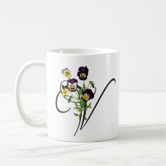 Initial V mit Vintagen Violas Kaffeetasse (Links)