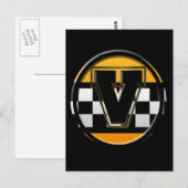 Initial V Taxifahrer Postkarte (Vorne/Hinten)
