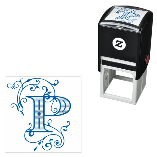 Initial Viktorianisch Letter P Monogram Permastempel (Beispiel)