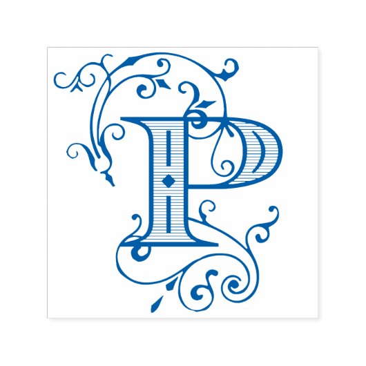 Initial Viktorianisch Letter P Monogram Permastempel (Design)