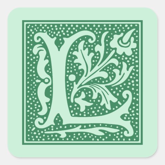 Initial Vintag Letter L Monogram Quadratischer Aufkleber (Vorderseite)