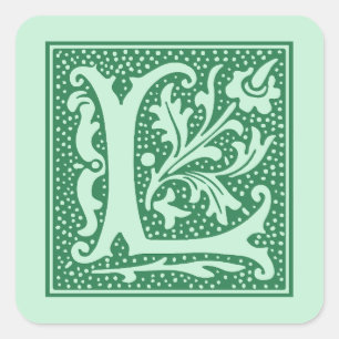 Initial Vintag Letter L Monogram Quadratischer Aufkleber