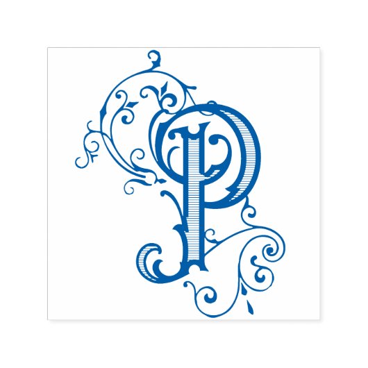 Initial Vintager Viktorianischer Letter P-Monogram Permastempel (Design)