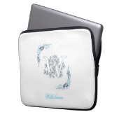 Initial "W" Blue Monogram Calm Floral Laptopschutzhülle (Vorderseite Links)