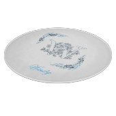 Initial "W" Blue Monogram Calm Floral Schneidebrett (Ecke)