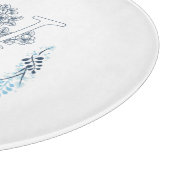 Initial "W" Blue Monogram Calm Floral Schneidebrett (Ecke)