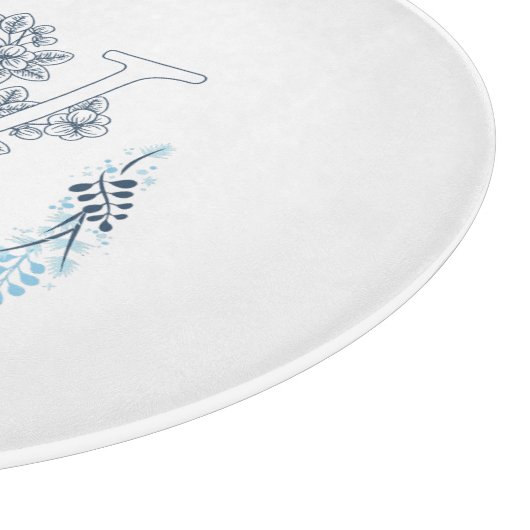 Initial "W" Blue Monogram Calm Floral Schneidebrett (Ecke)