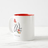 Initial W Monogram Elegant Moderne Skripte Weihnac Zweifarbige Tasse (Vorderseite Links)