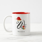 Initial W Monogram Elegant Moderne Skripte Weihnac Zweifarbige Tasse (Links)