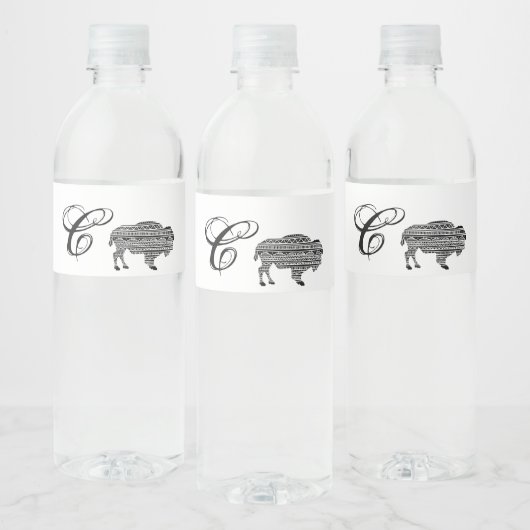 Initial Water Flasche Etikett Boho Buffalo (Flaschen)
