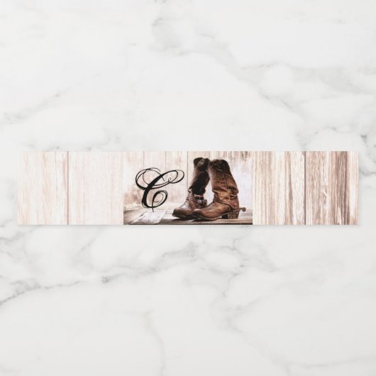 Initial Water Flasche Label Boots Country Wasserflaschenetikett