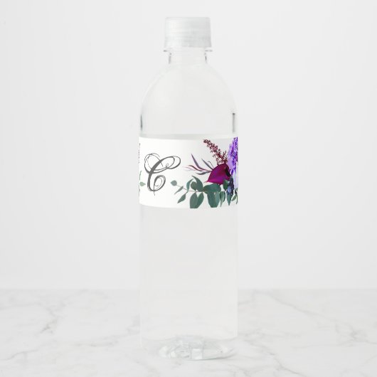 Initial Water Flasche Label Lavender Hibis Wasserflaschenetikett (Vorderseite)