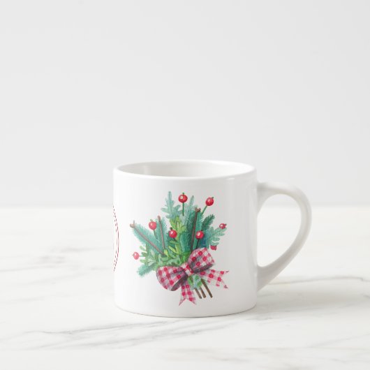 Initial, Watercolor Berries & Greenery Bouquet 6oz Espressotasse (Rechts)