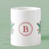 Initial, Watercolor Berries & Greenery Bouquet Kaffeetasse