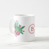 Initial, Watercolor Berries & Greenery Bouquet Kaffeetasse (Vorderseite Links)