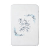 Initial "X" Blue Monogram Calm Floral Badematte (Vorderseite Vertikal)