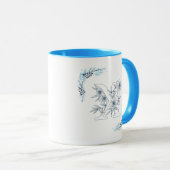 Initial "X" Blue Monogram Calm Floral Coffee Tasse (VorderseiteRechts)