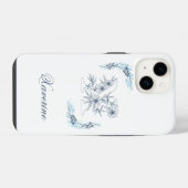 Initial "X" Blue Monogram Calm Floral iPhone Hülle (Rückseite (Horizontal))