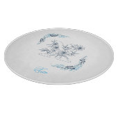 Initial "X" Blue Monogram Calm Floral Schneidebrett (Ecke)