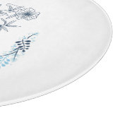 Initial "X" Blue Monogram Calm Floral Schneidebrett (Ecke)