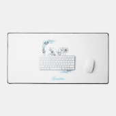 Initial "X" Blue Monogram Calm Floral Schreibtischunterlage (Tastatur & Maus)