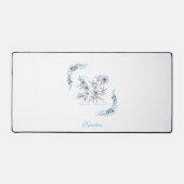 Initial "X" Blue Monogram Calm Floral Schreibtischunterlage (Vorderseite)