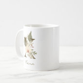 Initial X Boho Floral Orchid Greenery Individuelle Kaffeetasse (Vorderseite Links)