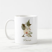 Initial X Boho Floral Orchid Greenery Individuelle Kaffeetasse (Links)