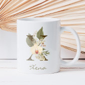 Initial X Boho Floral Orchid Greenery Individuelle Kaffeetasse