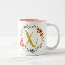 Initial X: Botanische Blume Wreath Gold Monogram