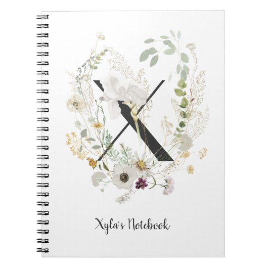 Initial X mit Blume für weiche Farben Notizblock (Vorderseite)