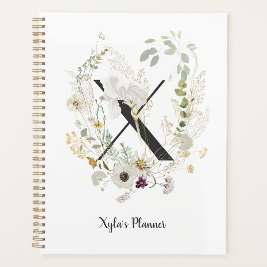 Initial X mit Blume für weiche Farben Planer (Vorderseite)