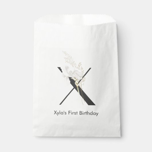 Initial X mit weicher Blume Geschenktütchen (Vorderseite)