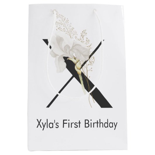 Initial X mit weicher Blume Mittlere Geschenktüte (Vorderseite)