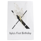 Initial X mit weicher Blume Mittlere Geschenktüte (Rückseite)