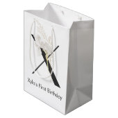 Initial X mit weicher Blume Mittlere Geschenktüte (Rückseite Schrägansicht)