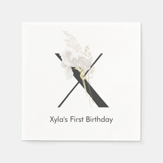 Initial X mit weicher Blume Serviette (Vorderseite)