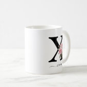 Initial x Monogramm Blume Floral Rosenrot Tasse (VorderseiteRechts)