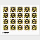 Initial X Square Sticker in Gold (Blatt)