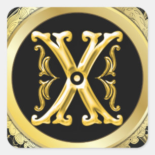 Initial X Square Sticker in Gold