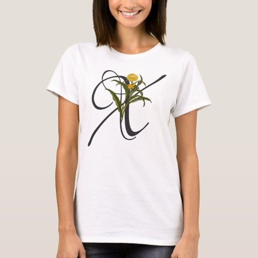 Initial X, Xerochrysum bractea T - Shirt (Vorderseite)