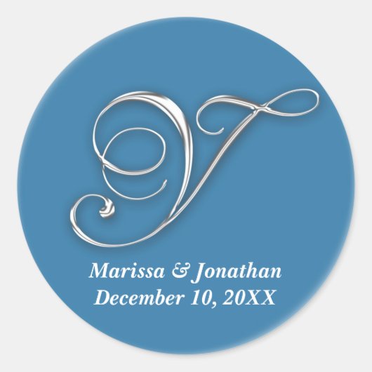 Initial Y blauer monogramm individuelle Name favor Runder Aufkleber (Vorderseite)
