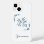 Initial "Y" Blue Monogram Calm Floral Case-Mate iPhone Hülle (Rückseite)