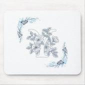 Initial "Y" Blue Monogram Calm Floral Mousepad (Vorne)