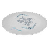 Initial "Y" Blue Monogram Calm Floral Schneidebrett (Ecke)